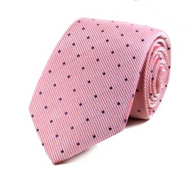 Soft Pembe Lacivert Noktalı İpek Kravat 30031